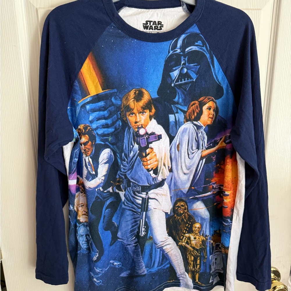 Star Wars Mens Long Sleeve Tee - Blue and White